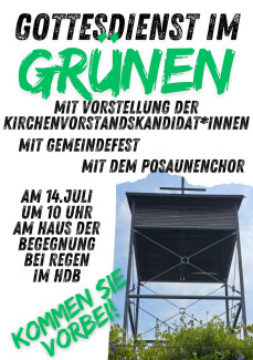 Plakat von Gottesdienst im Grünen